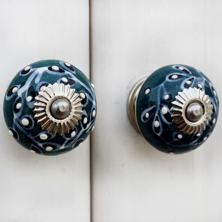 Dark Green Leaf Cabinet Knob